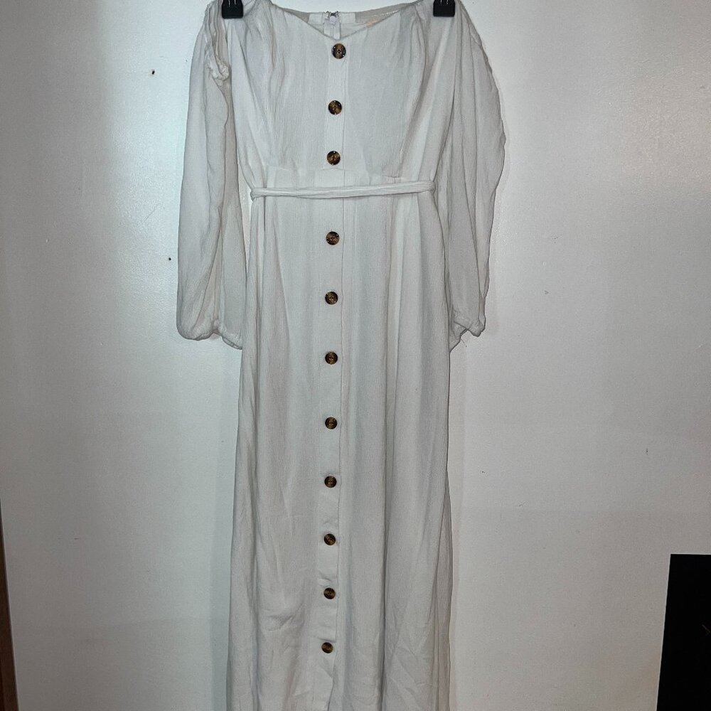 Showpo White Linen Casual Bridal Bride Off Shoulder